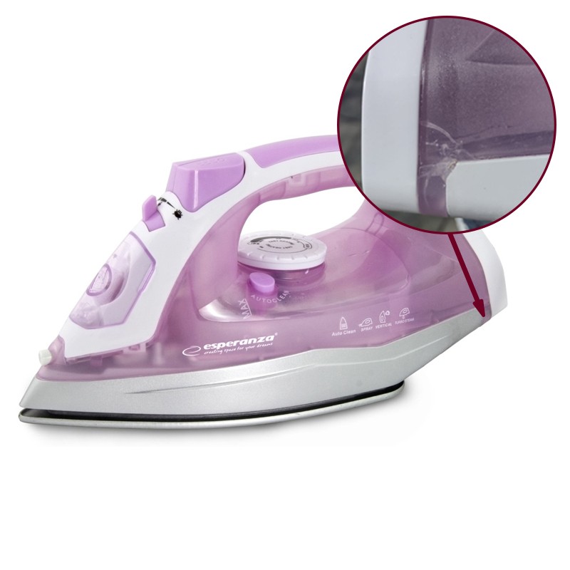 Fier de calcat cu abur Esperanza, autocuratare, pulverizare apa, 2400W, 220-240V, 300ml, 29 x 12,2 x 12cm, RESIGILAT - imagine 3